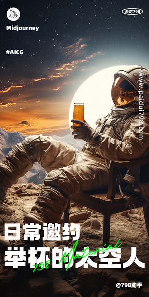 举杯的太空人-酒吧日常宣传素材