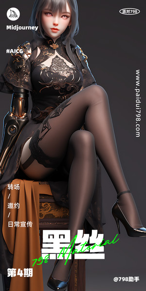 3D美女人物素材-黑丝派对-中国风-美腿素材4-可商用