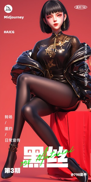 3D美女人物素材-黑丝派对-中国风-美腿素材-可商用