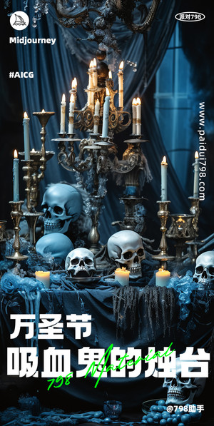 吸血鬼的烛台-万圣节 海报素材