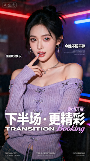 早场预定-玩乐在即-转场-邀约-日常宣传-美女素材-可商用人物素材