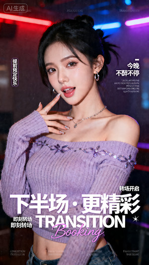 早场预定-玩乐在即-转场-邀约-日常宣传-美女素材-可商用人物素材