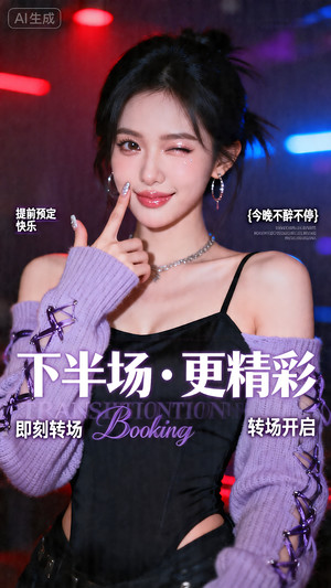 早场预定-玩乐在即-转场-邀约-日常宣传-美女素材-可商用人物素材